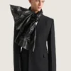 Sciarpa maxi con fiocco in pelle