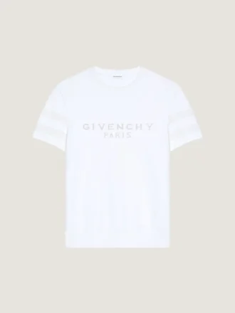 T-shirt in maglia di cotone con jacquard Givenchy Paris