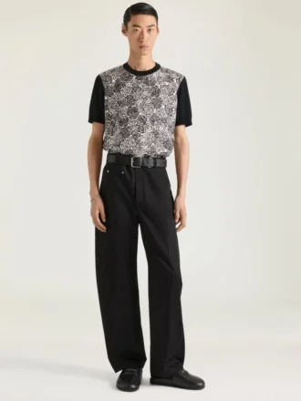 T-shirt in maglia di cotone con stampa floreale