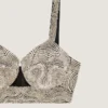 Top a reggiseno in raso con perle ricamate