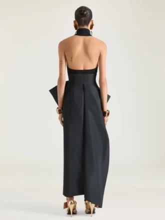 Top con scollo all’americana in lana e viscosa