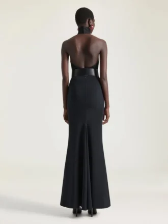 Top con scollo all’americana in viscosa con cristalli