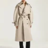 Trench in cotone con cuciture couture
