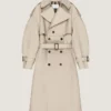 Trench in cotone con cuciture couture