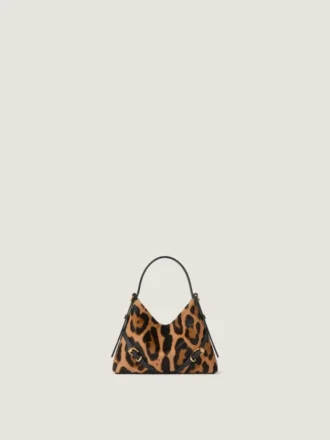 Voyou Bag in pelle effetto pony con motivo leopardo