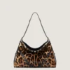 Voyou Bag media in pelle effetto pony con motivo leopardo