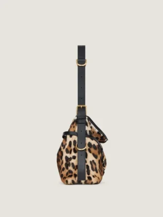 Voyou Bag media in pelle effetto pony con motivo leopardo
