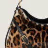 Voyou Bag media in pelle effetto pony con motivo leopardo
